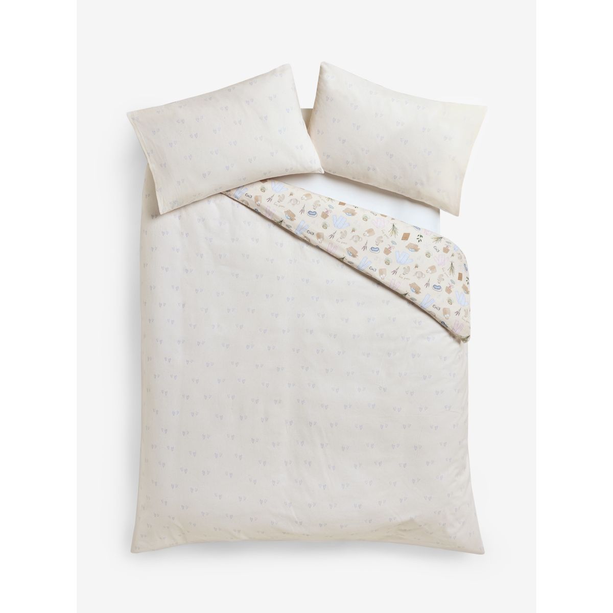 Parure housse et taie en coton brossé à motif naturel, NEXT