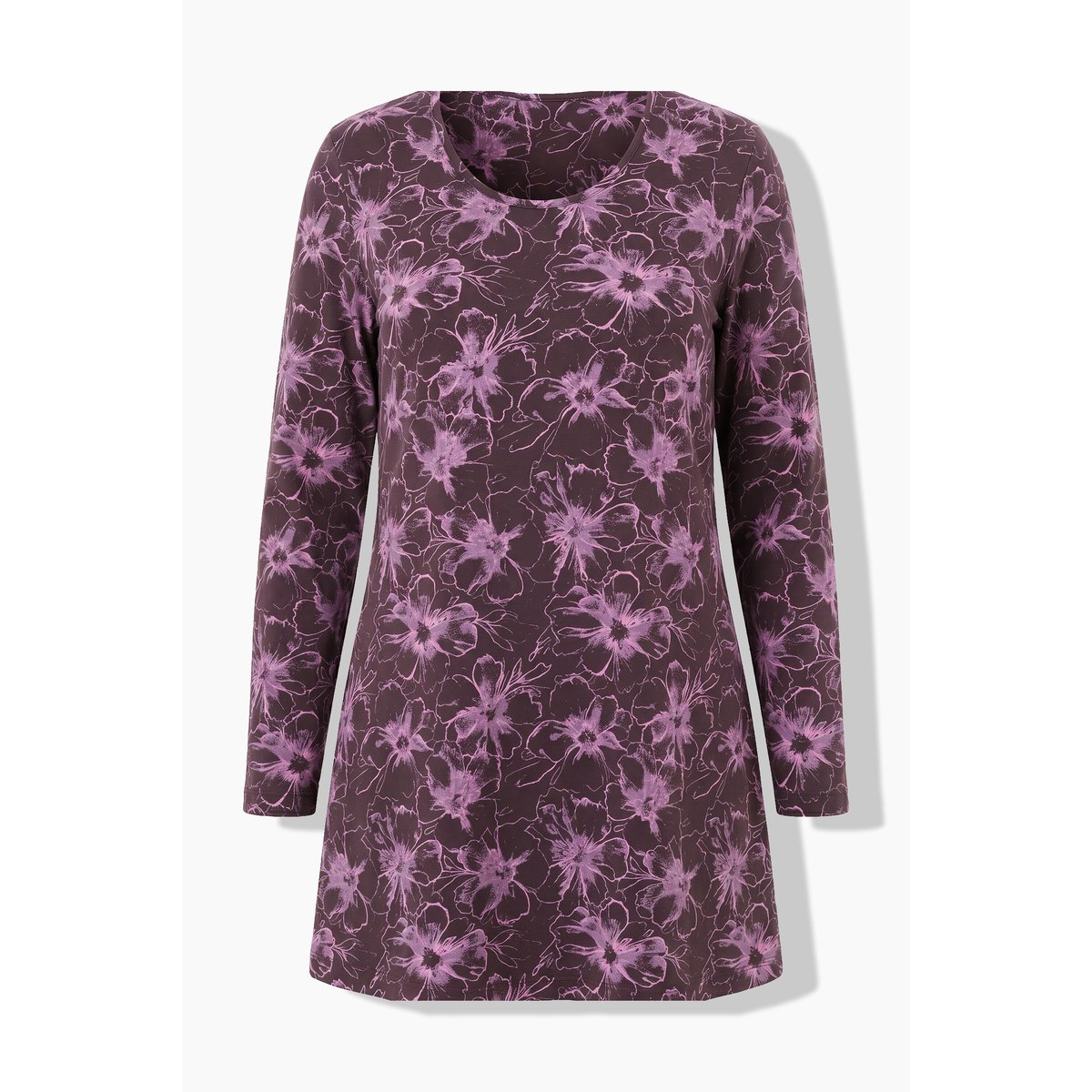 T-shirt long à fleurs acajou, ULLA POPKEN