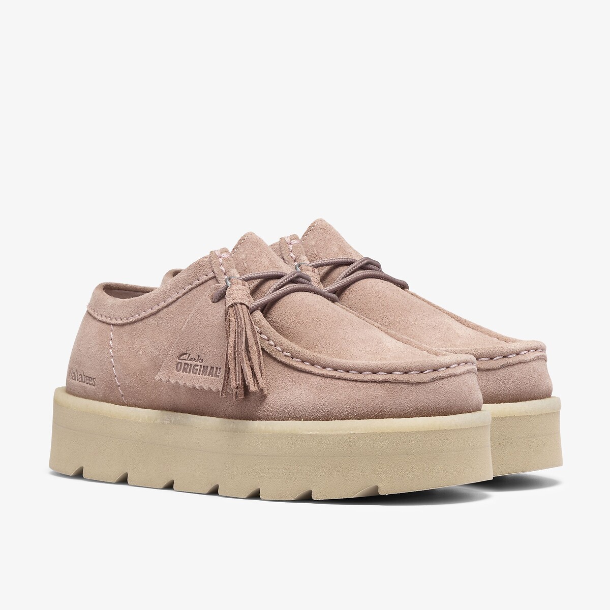 Chaussures en cuir suède, semelle plateforme, MEARE WALLA rose, CLARKS