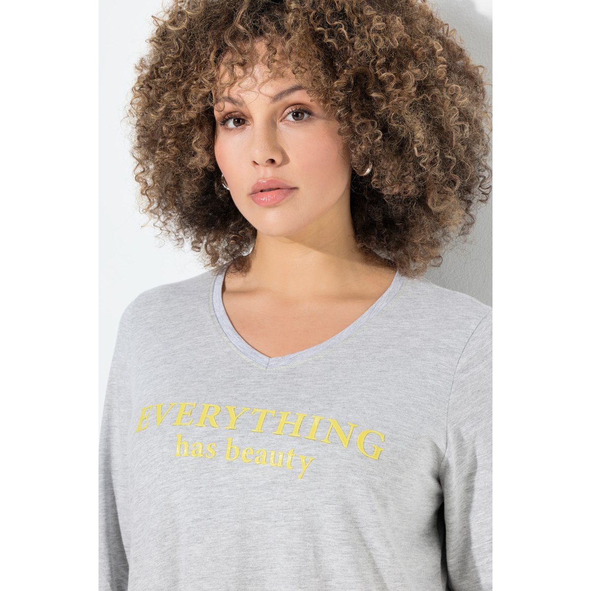 T-shirt à coupe évasée gris clair chiné, ULLA POPKEN