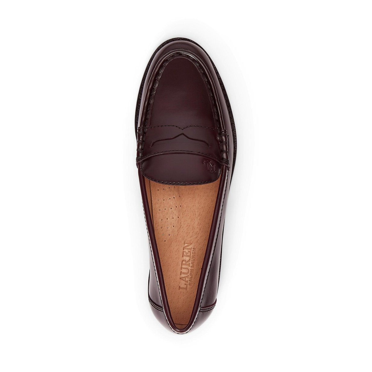 Mocassini Wynnie in pelle glacé rosso scuro, LAUREN RALPH LAUREN
