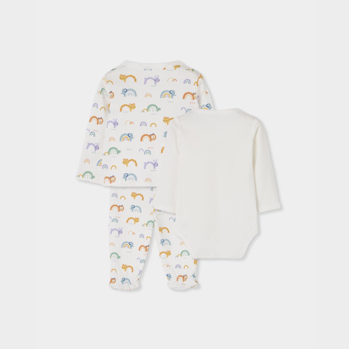 Lot maille bébé imprimé arc-en- et animaux multicolore, BOBOLI