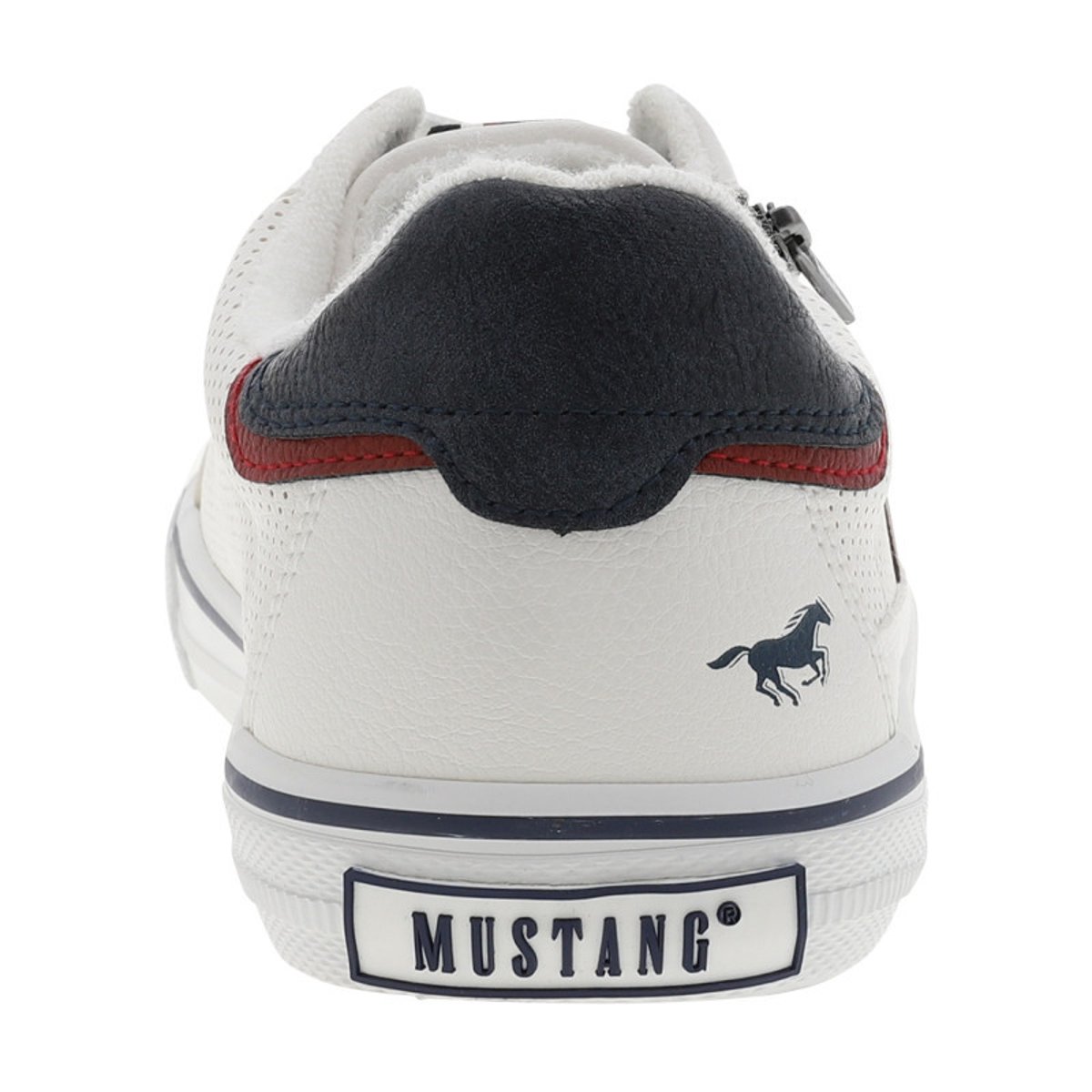 Tennis blanches à semelle à talon plat et à lacets et zip latéral blanc, MUSTANG