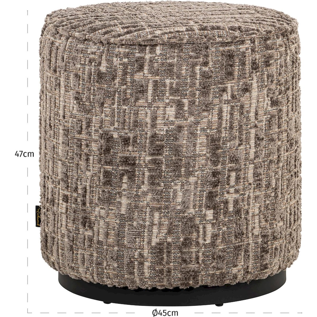 Pouf rond en polyester Dalia greige tissu dalia texturé, RECOLLECTION