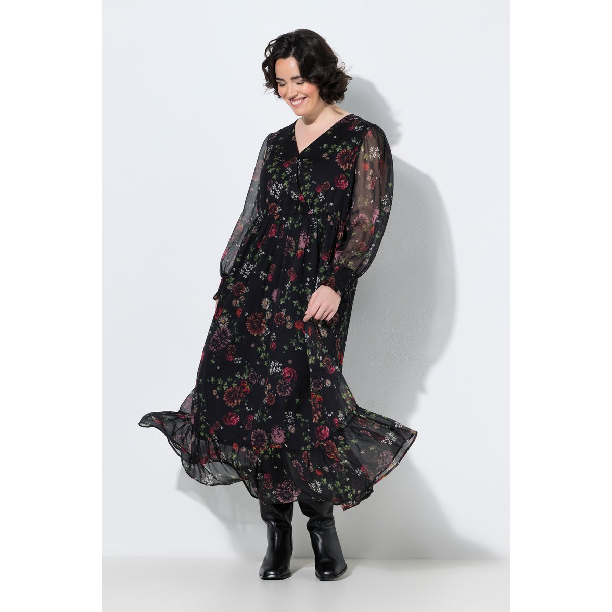 Robe maxi mousseline noir, ULLA POPKEN