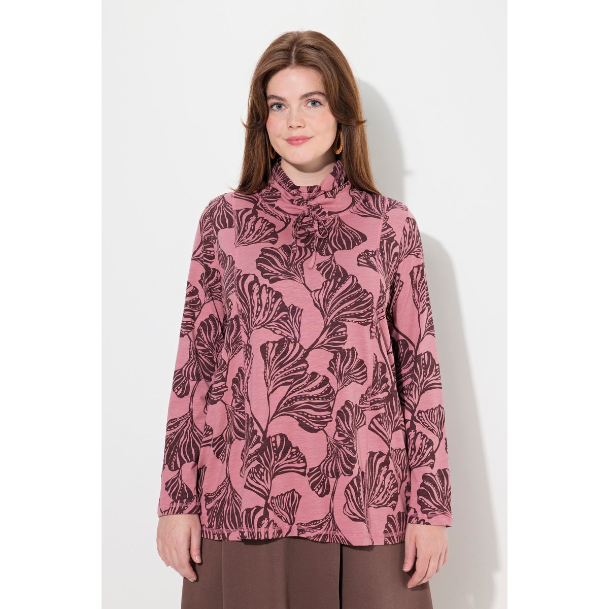 T-shirt imprimé feuilles vieux rose, ULLA POPKEN