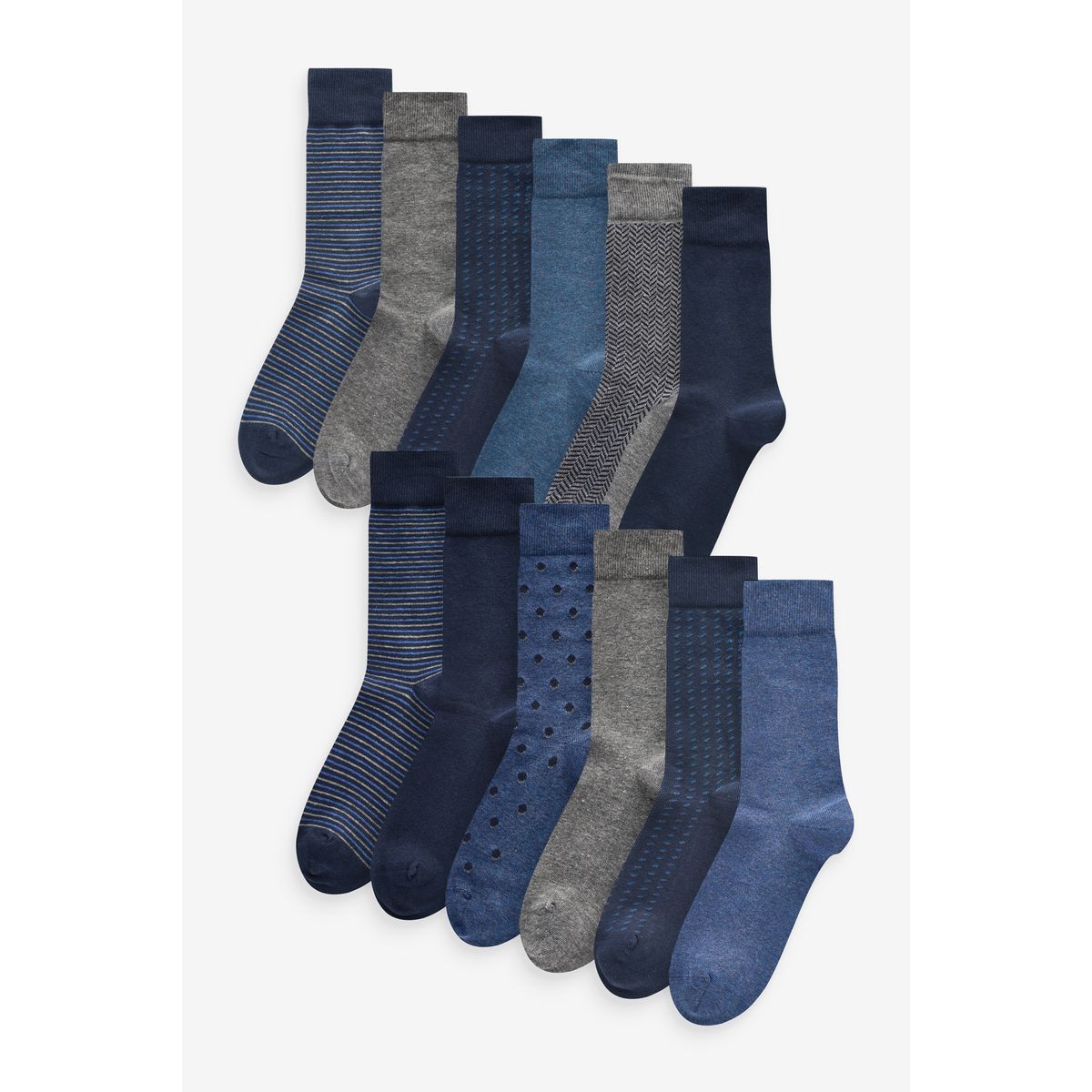 Chaussettes en coton majoritaire motif bleu marine/gris, NEXT