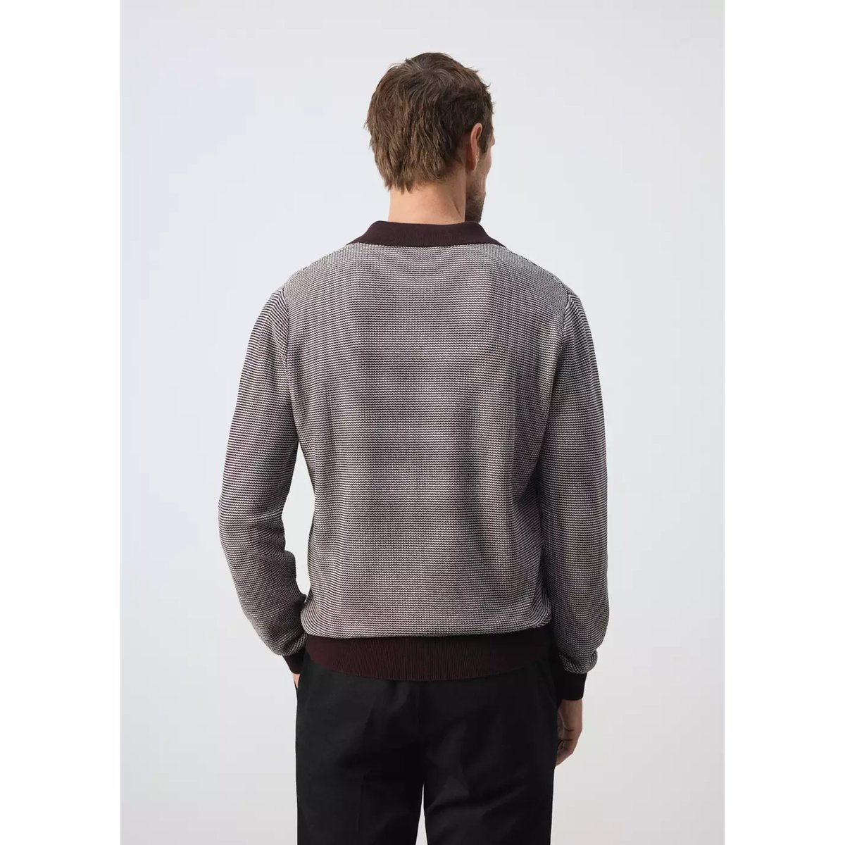 Pull polo 100 % coton maille fine grenat, MANGO MAN