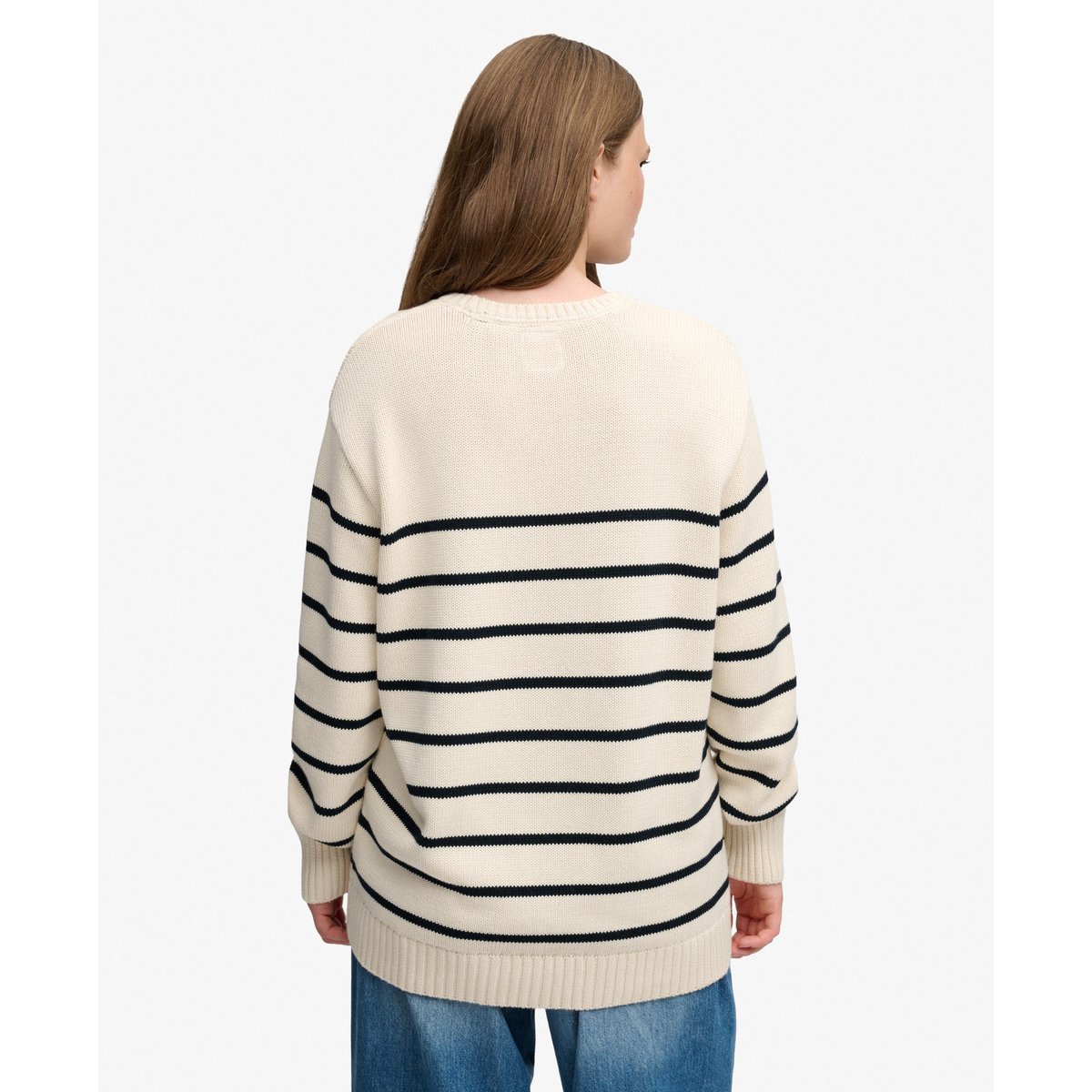 Pull à rayures oversize rayure blanc cassé/marine, SUPERDRY