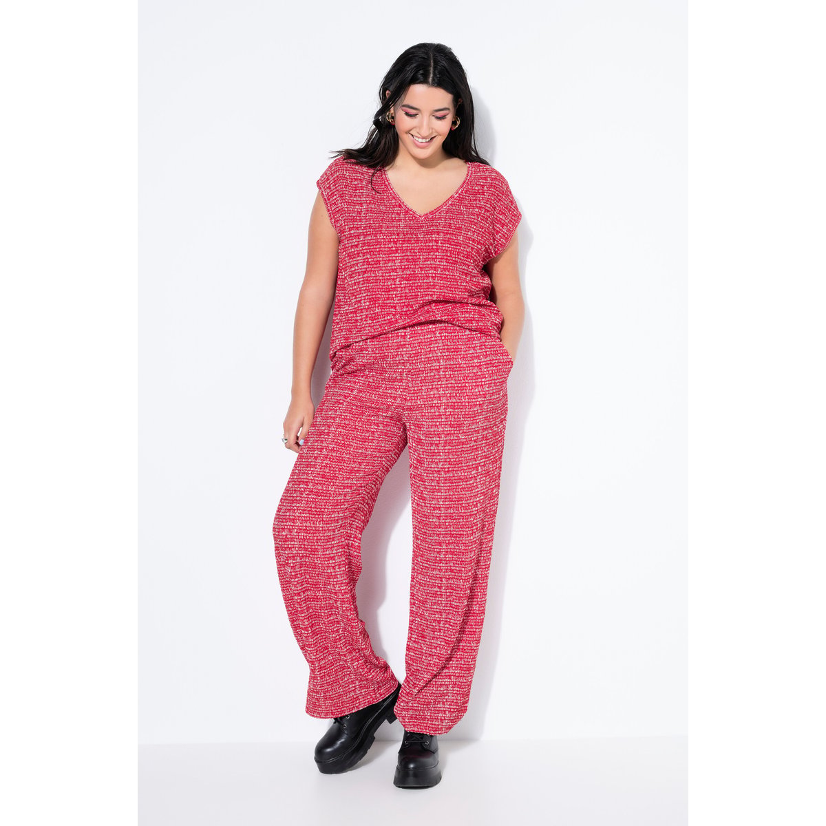 Pantalon large à taille élastique rouge pomme, STUDIO UNTOLD