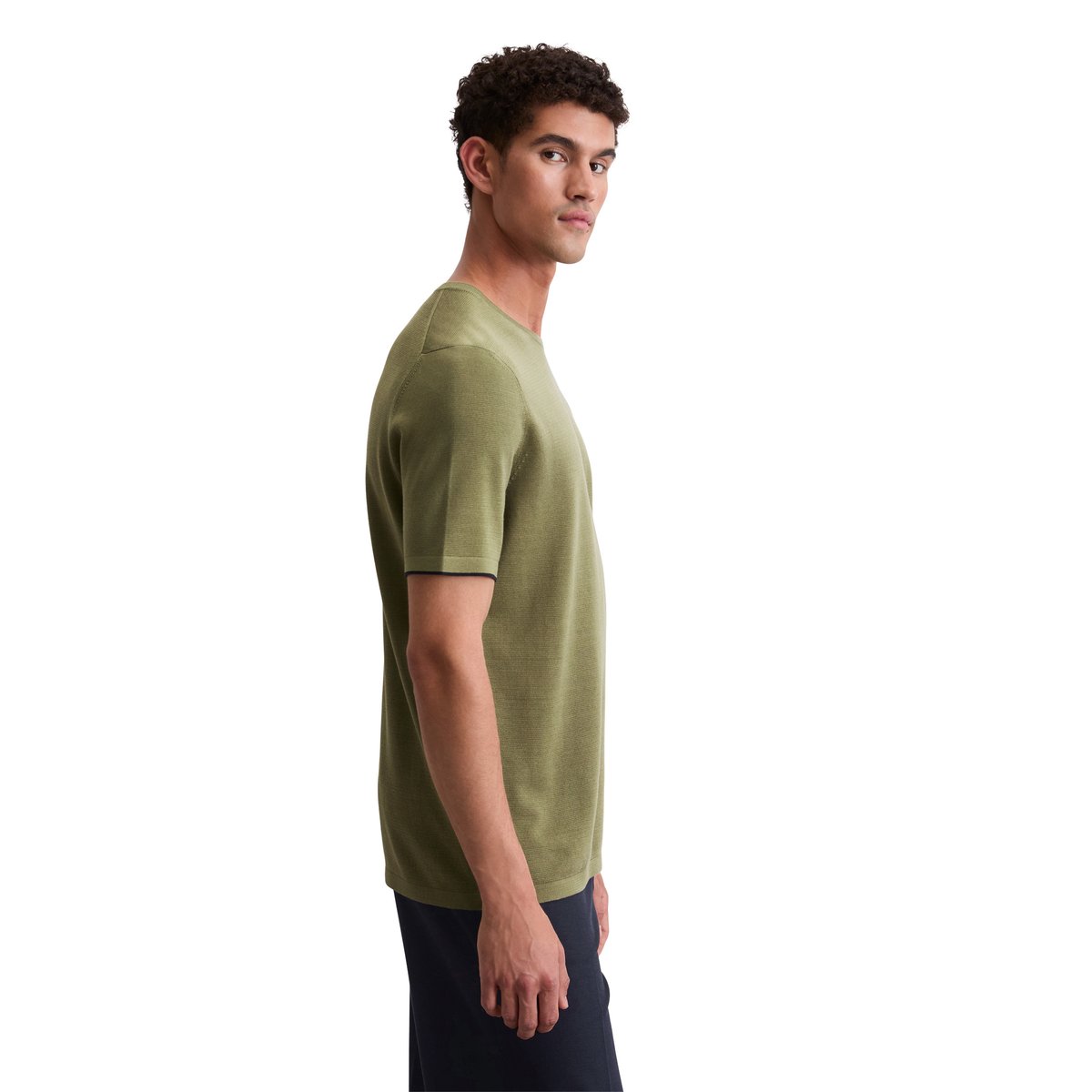 T-shirt en maille fine Travel Collection en pur coton bio vert clair, MARC O'POLO