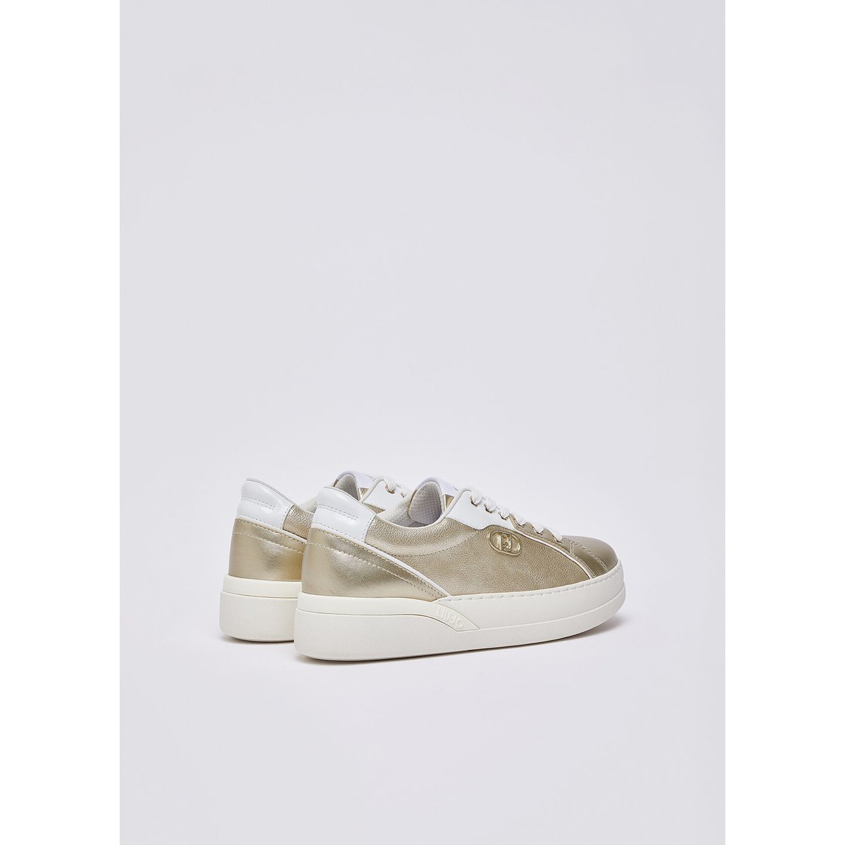 Baskets en cuir laminé or clair, LIU JO