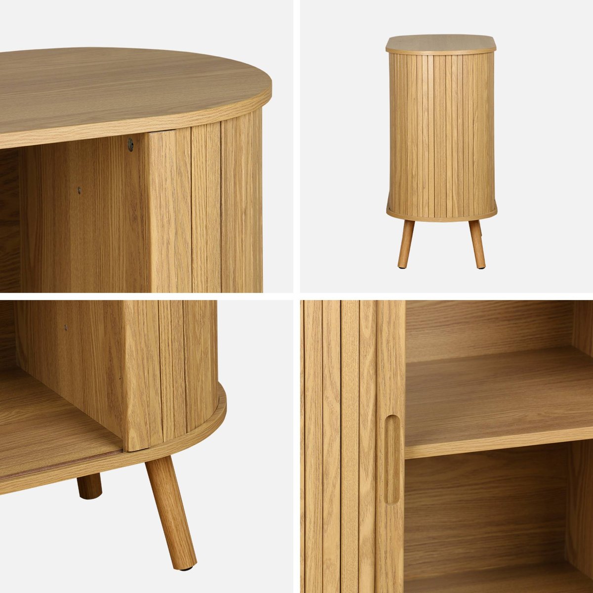 Buffet scandinave décor bois rainuré 2 portes coulissantes 80cm LEGACY naturel, SWEEEK