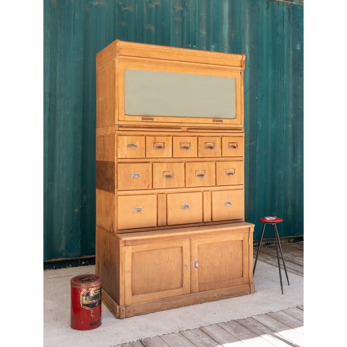 Meuble de métier à casiers en bois Fernand N°393 - Bon état bois clair, DEBONGOUT