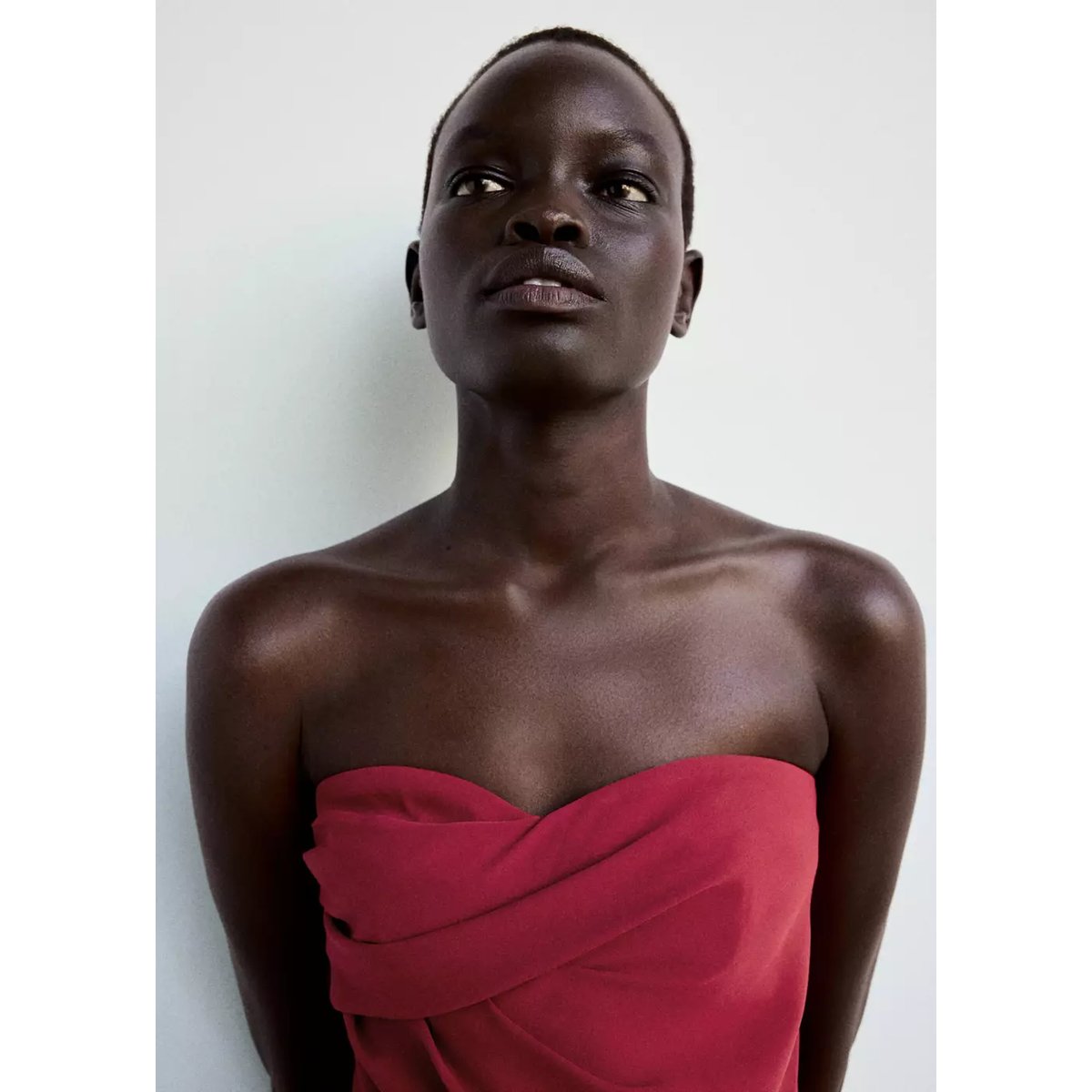 Combinaison bustier à fronces rouge, MANGO