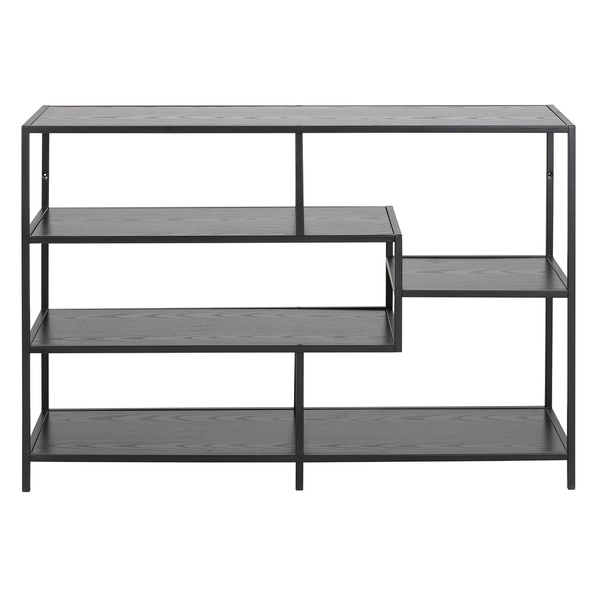 Console industrielle ouverte en bois et métal L114 cm TRESCA noir, MILIBOO