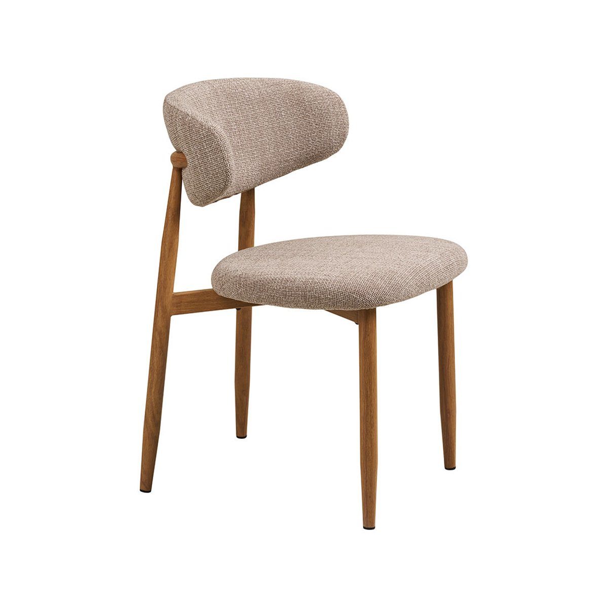Lot de 2 chaises en tissu texturé, EDDIE bois / beige, BEST MOBILIER