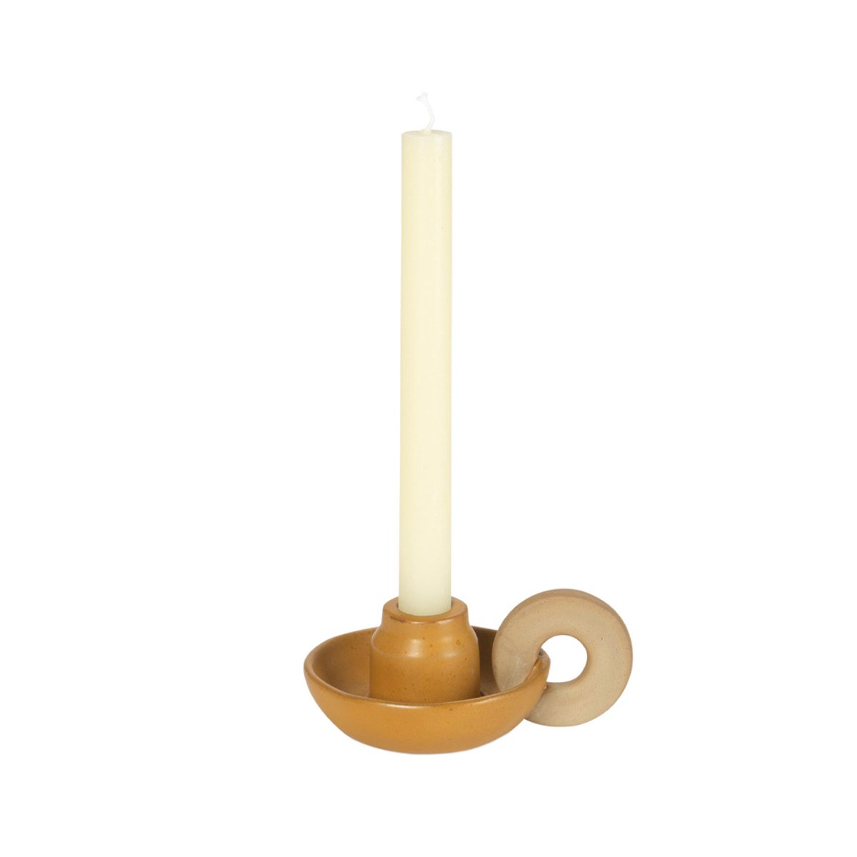Bougeoir - Céramique beige - NOTTE orange terracotta, MAISON AUBERTIN