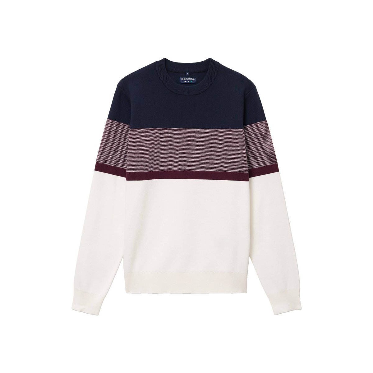 Pull fin col rond manches longues bleu marine, BONOBO