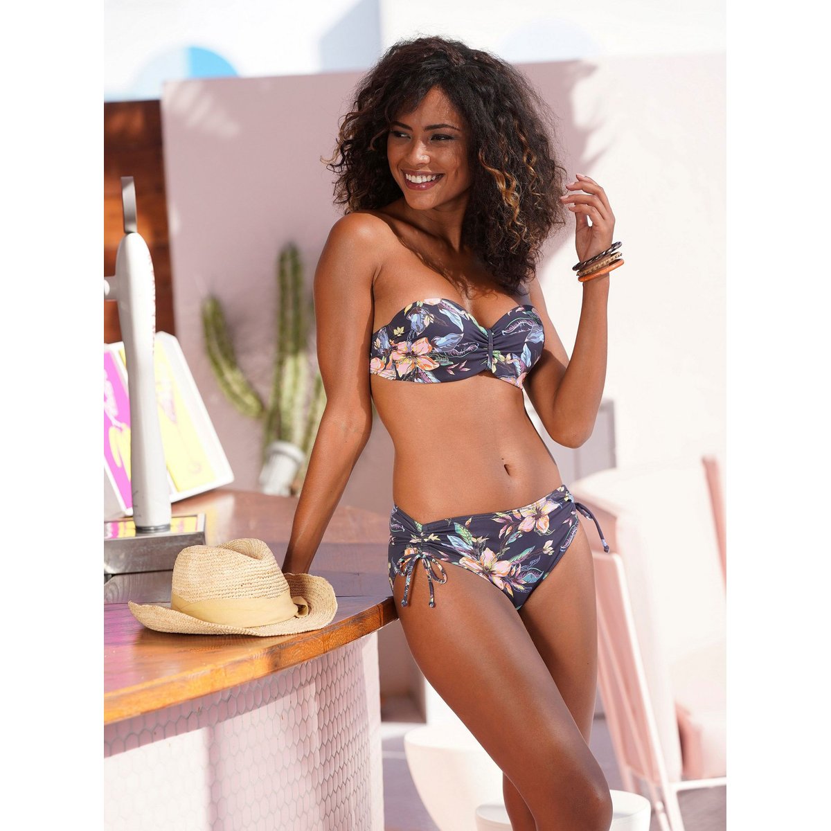 Bas maillot slip de bain côtés froncés Malia imprimé, LASCANA