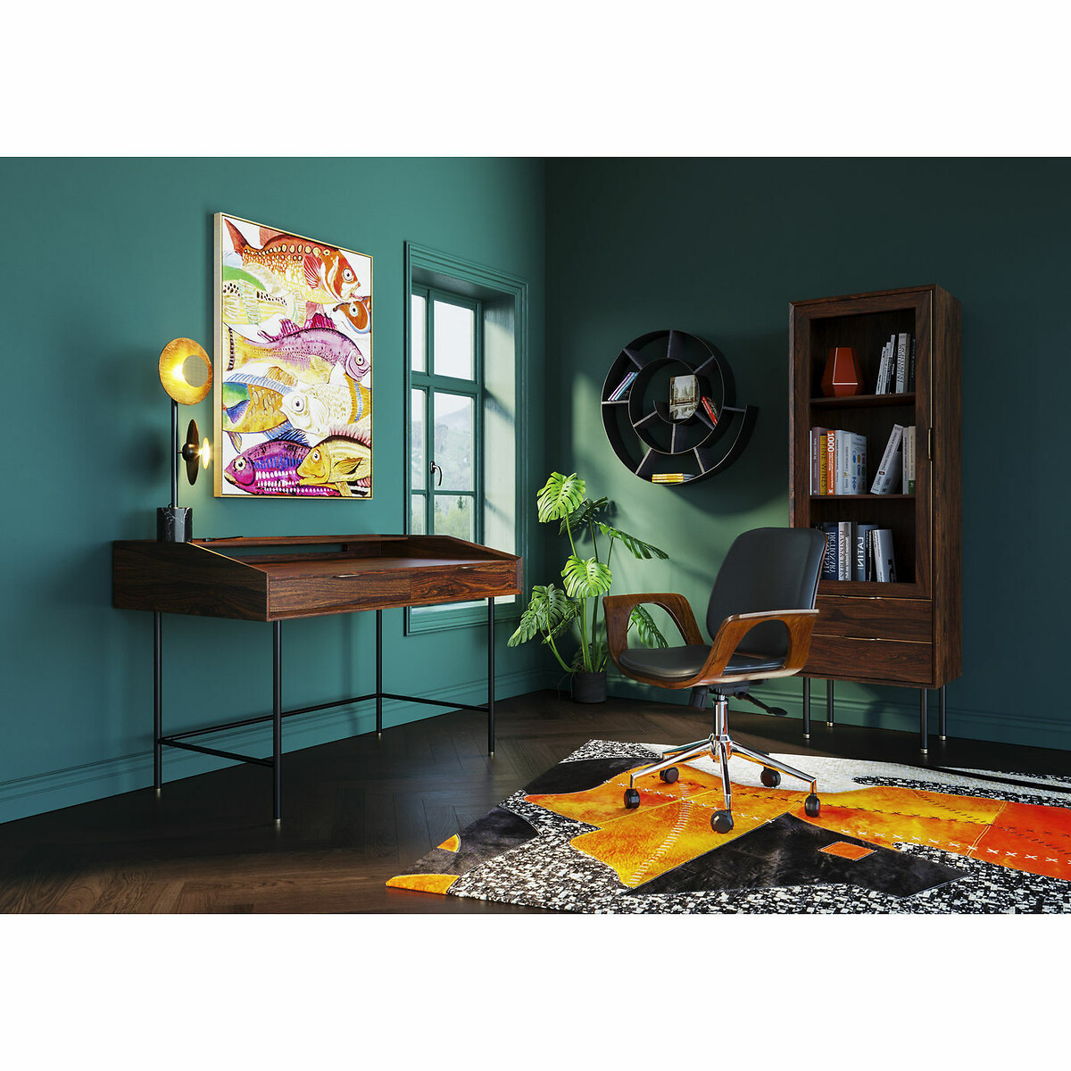 Bürodrehstuhl Patron Walnut schwarz, KARE DESIGN