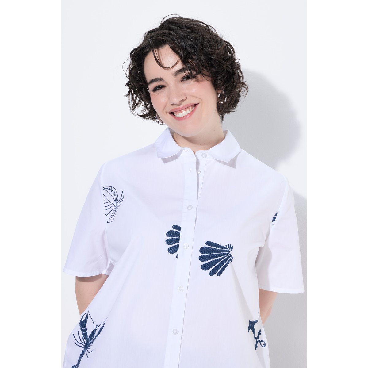 Chemisier, motifs marins, coupe en A blanc neige, ULLA POPKEN