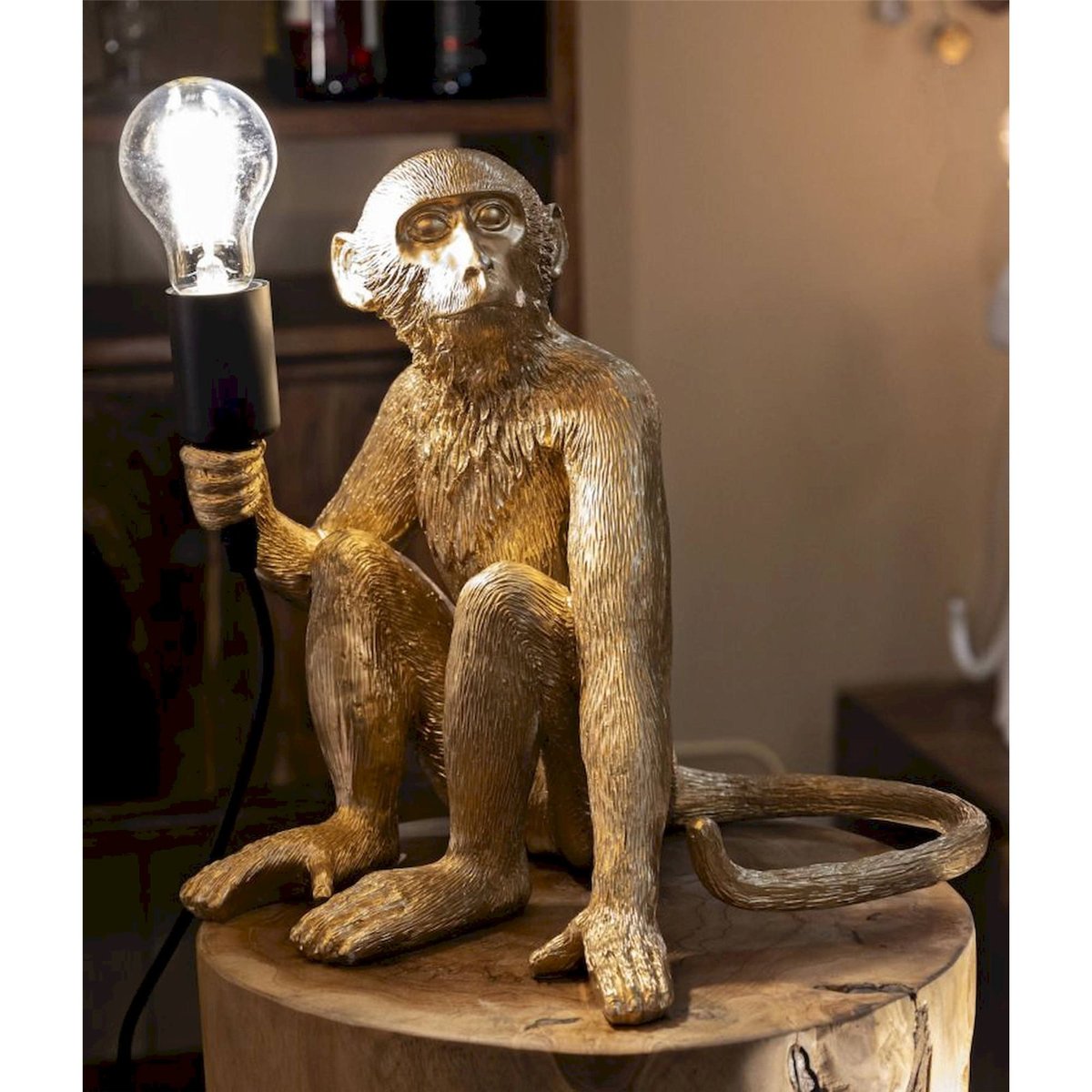 Lampe à poser singe sculpture GLAM doré, RECOLLECTION