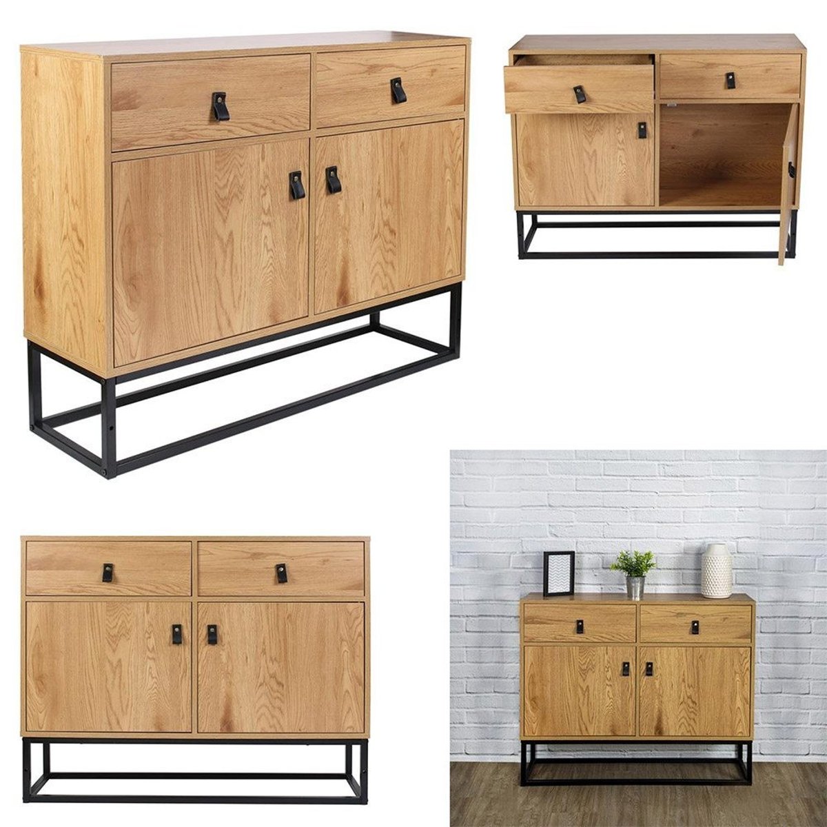 Buffet bois et métal Abbott beige, DECORATIE