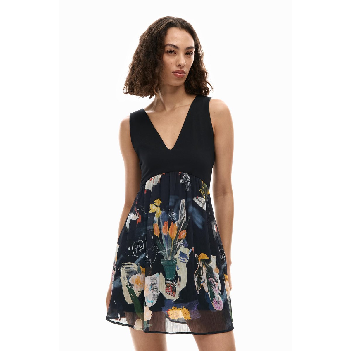 Robe bimatière collage noir, DESIGUAL