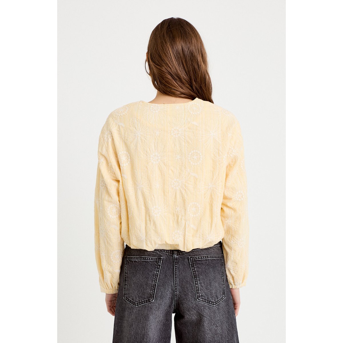 Veste cropped bas resserré jaune clair, CACHE CACHE