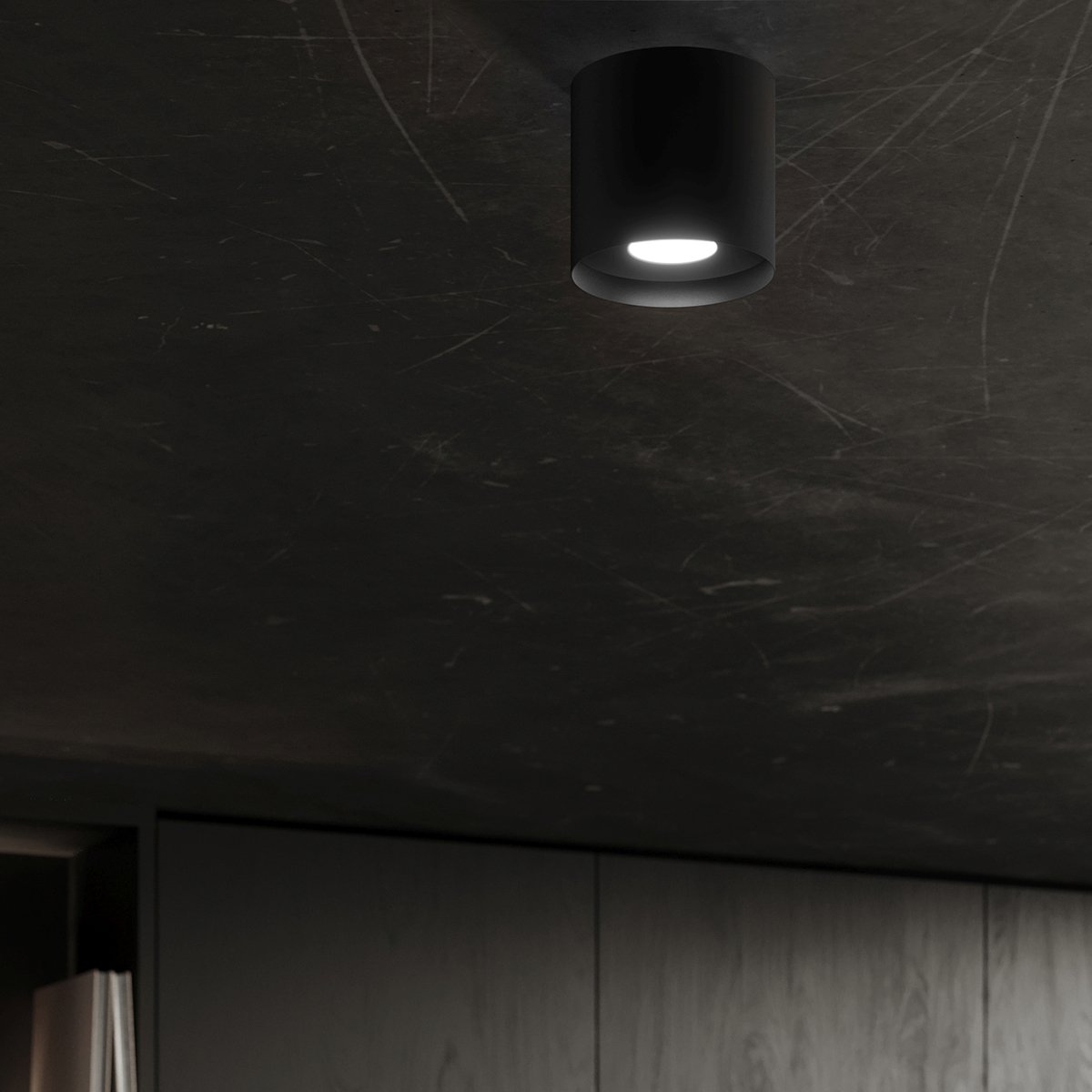Plafonnier Aluminium Noir GU10 1 Mika noir, EDEN