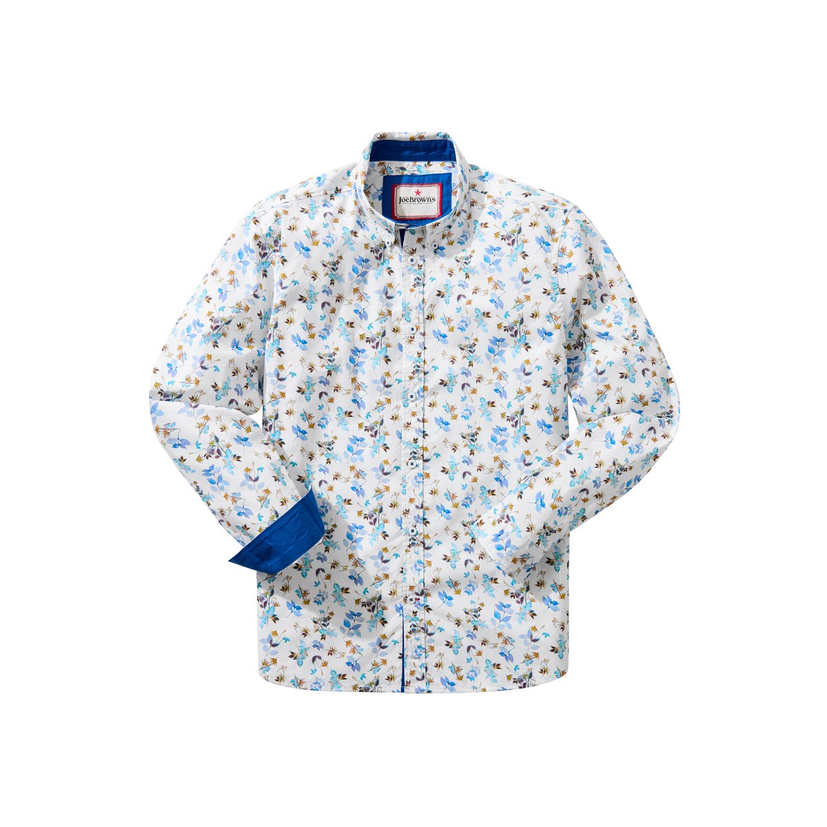 Chemise à manches longues imprimé feuillage bleu, JOE BROWNS