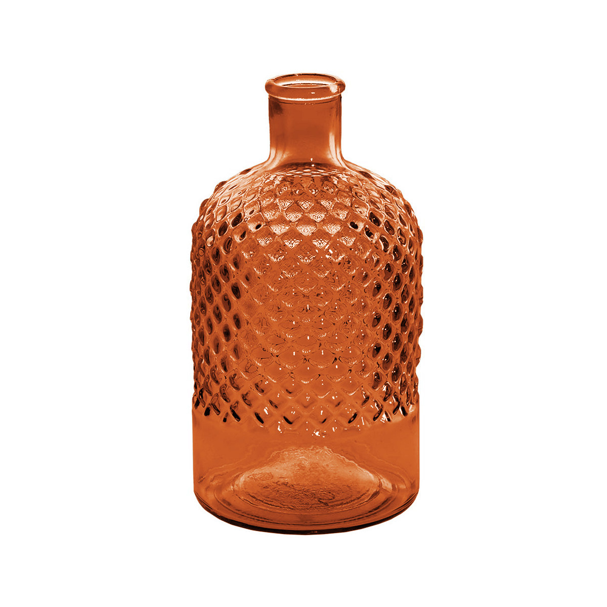 Vase en verre recyclé h 22 cm DIAMOND brique, SENSEI MAISON