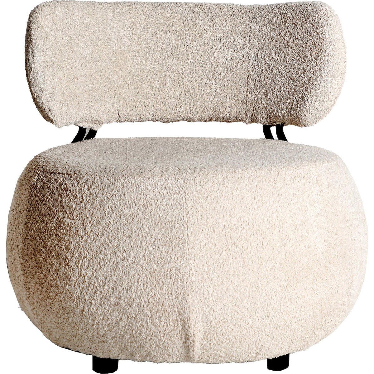 Fauteuil en tissu bouclette style art déco blanc bouclé et noir profond, RECOLLECTION