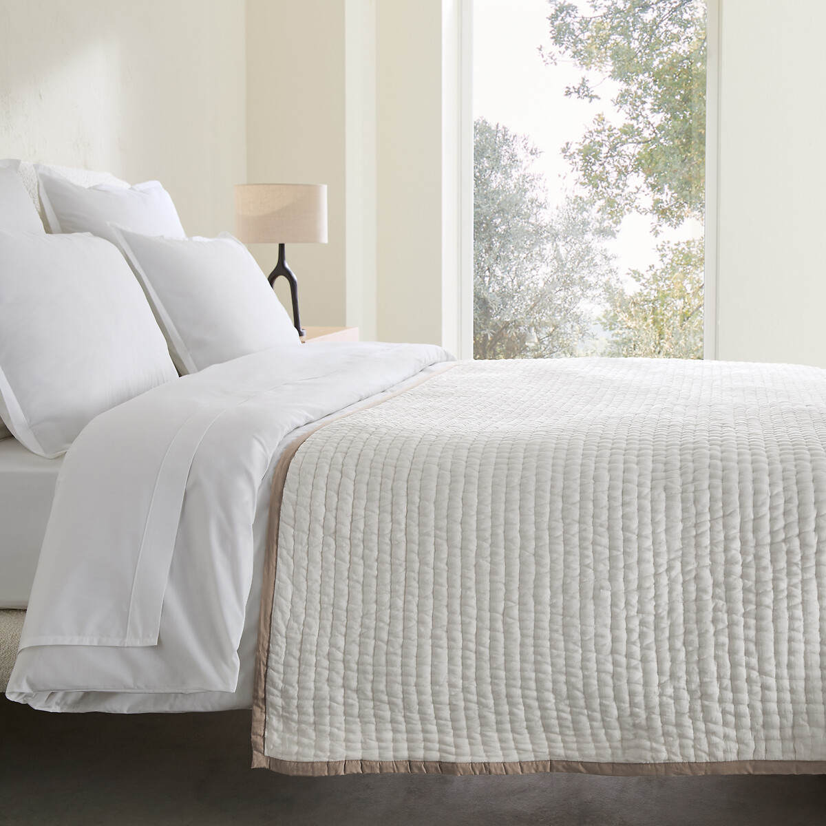 Couvre-lit en coton matelassé, CELESTINO blanc écume, AM.PM
