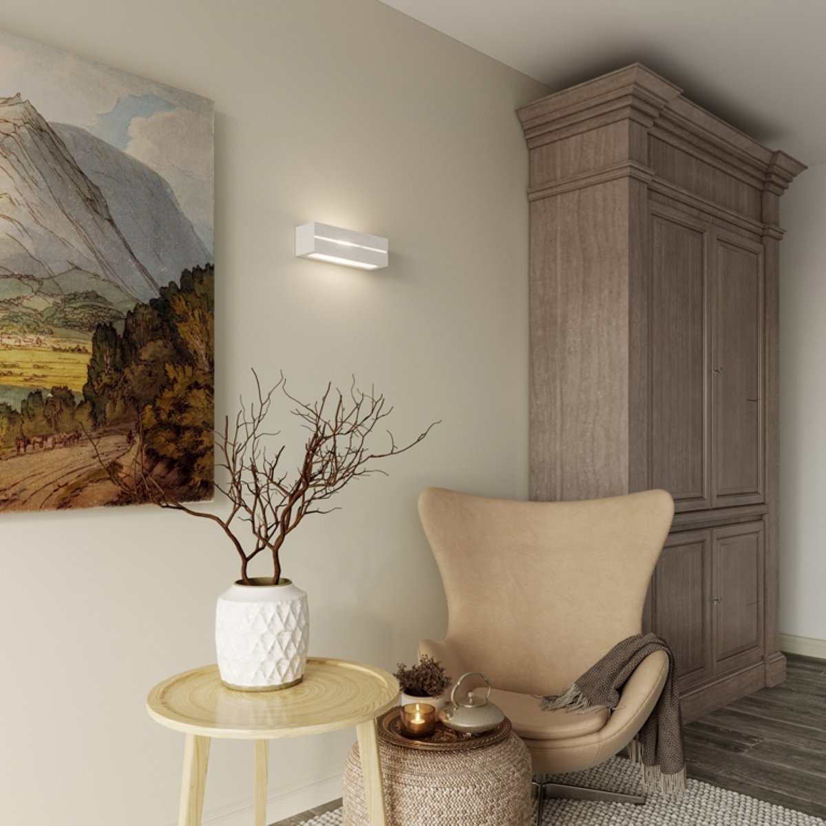 Applique Céramique Blanc E27 1 Vega Line blanc, EDEN
