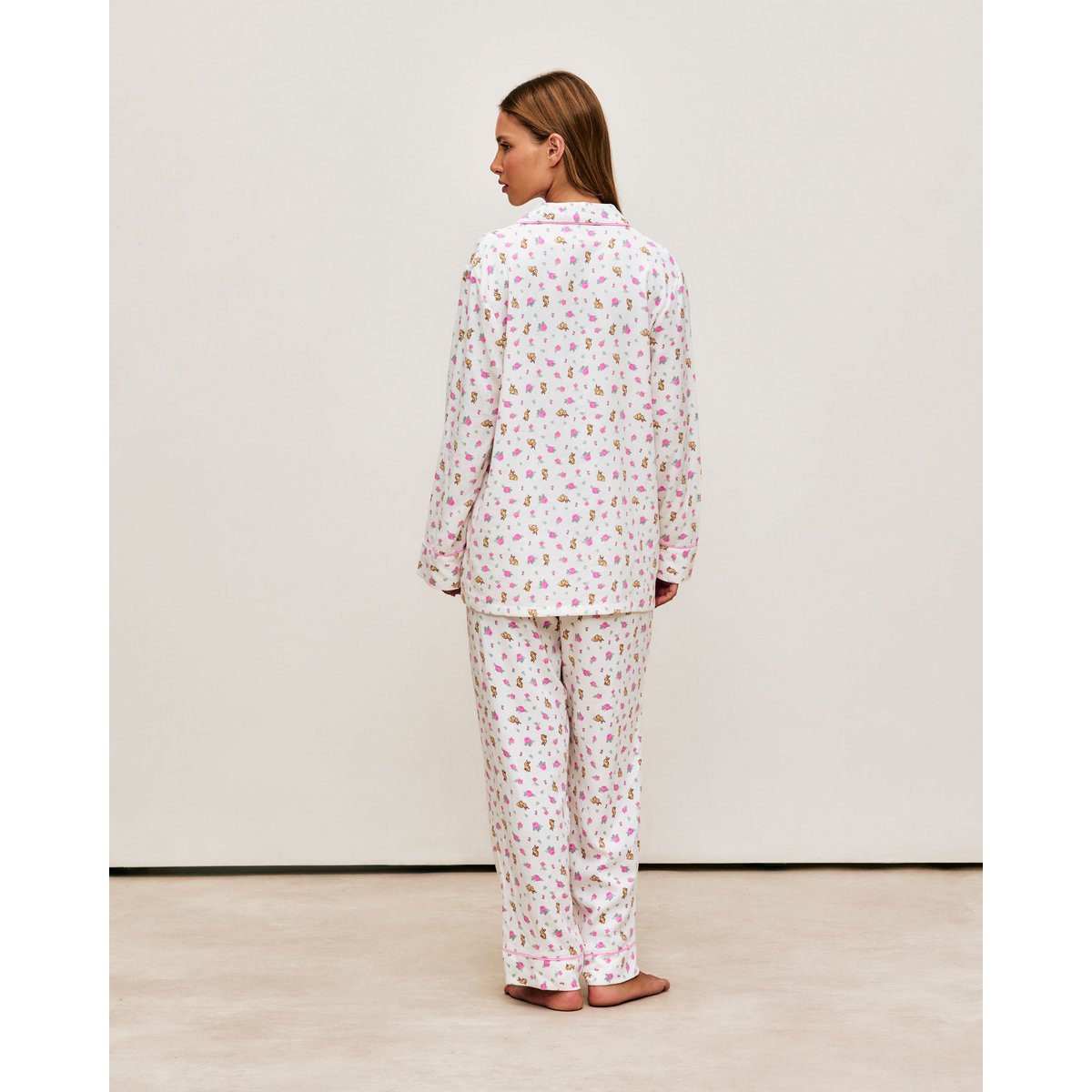 Pantalon en flanelle imprimé fleurs et lapins PRINTFLOWERIZ blanc, UNDIZ