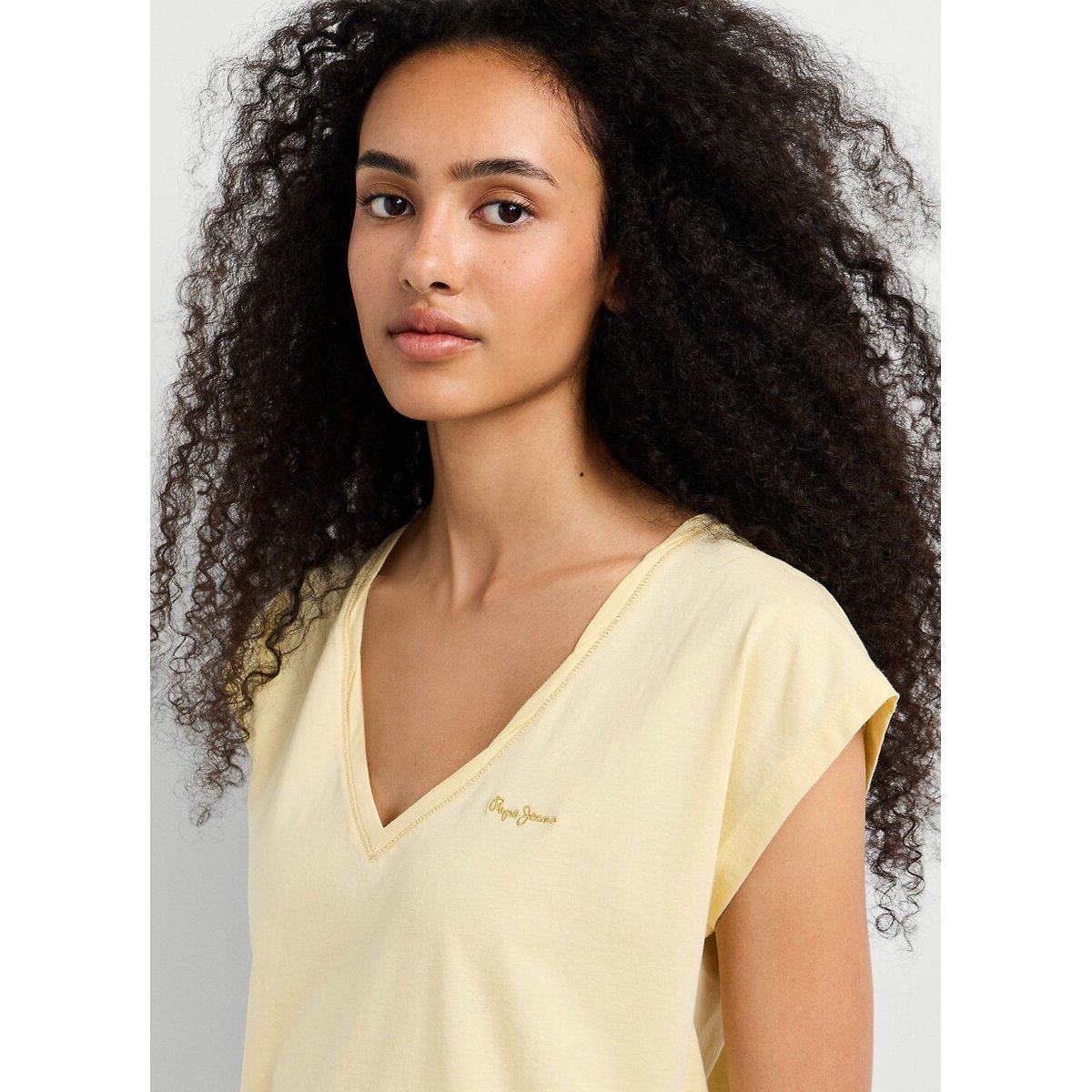 V-Neck Short Sleeve T-Shirt yellow, PEPE JEANS