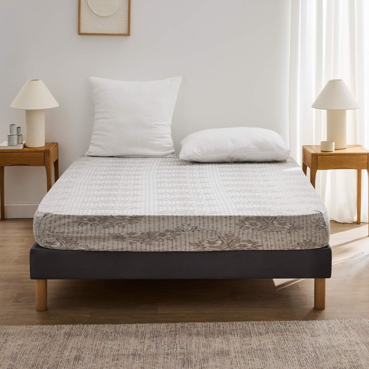 Housse rénove matelas Rena gris, DOUCEUR D'INTÉRIEUR