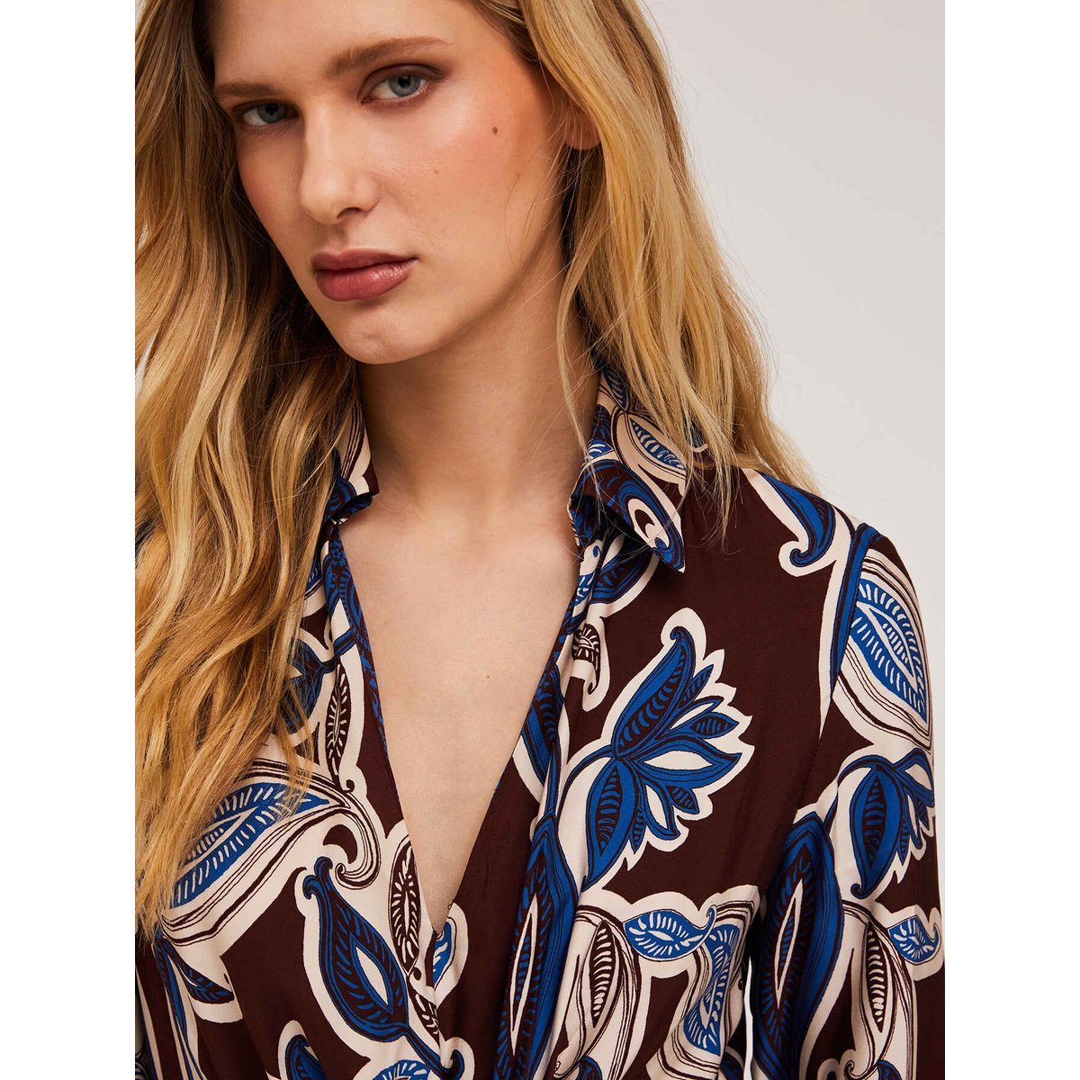 Robe longue en viscose à motif foulard bleu, MOTIVI