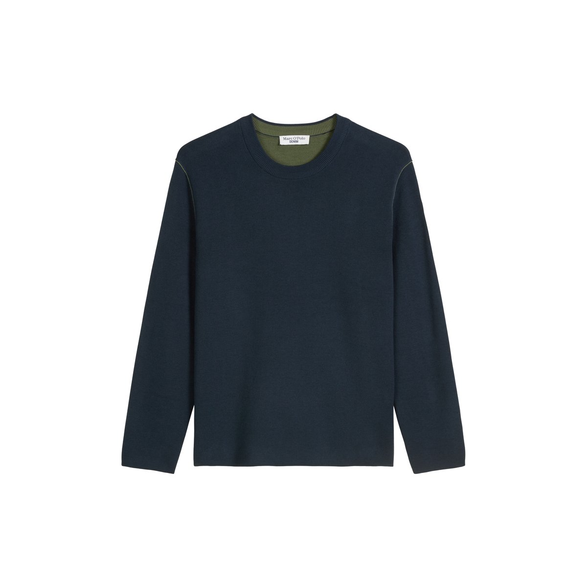 Pull-over regular en coton double face bleu foncé, MARC O’POLO DENIM