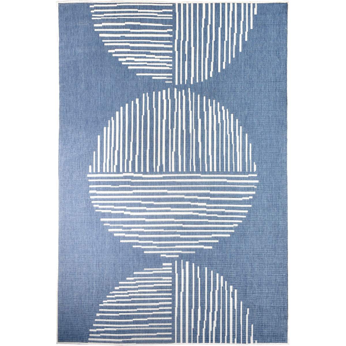 Tapis extérieur, kilim reversible LYN2 BL REVERSIBLE bleu, écru, UN AMOUR DE TAPIS