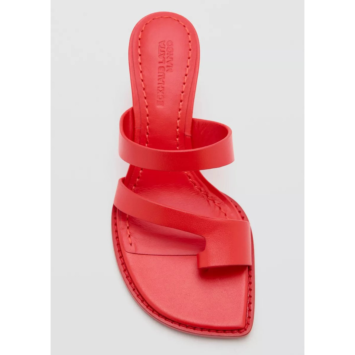 Sandales compensées cuir rouge, MANGO