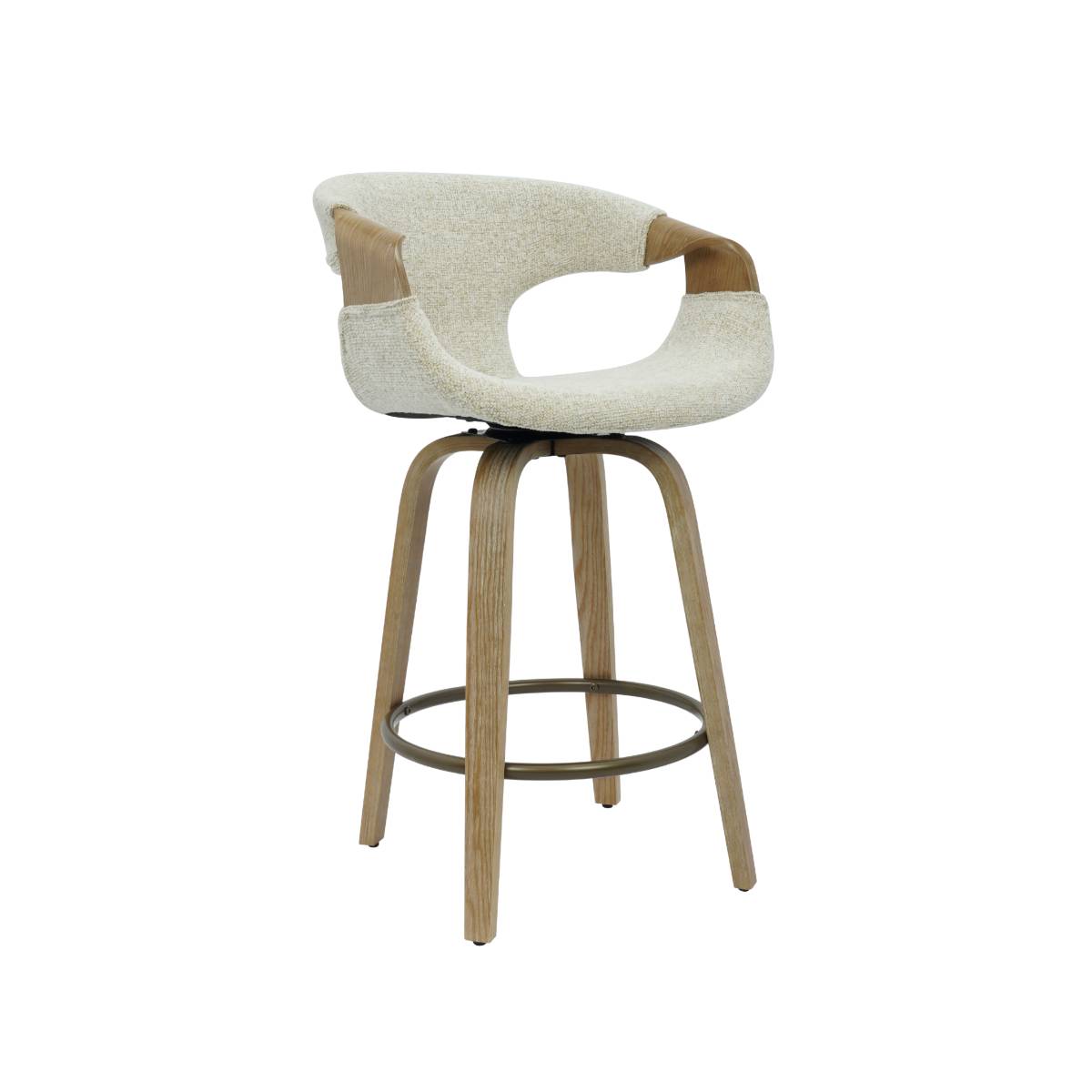 Lot de 2 tabourets de bar en tissu MIRIYA blanc, MADE IN MEUBLES 