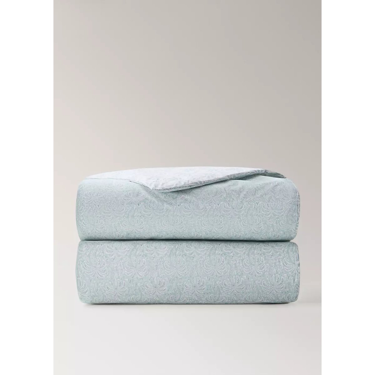 Housse de couette percale de coton imprimé palmiers Lit 90 cm vert pastel, MANGO HOME