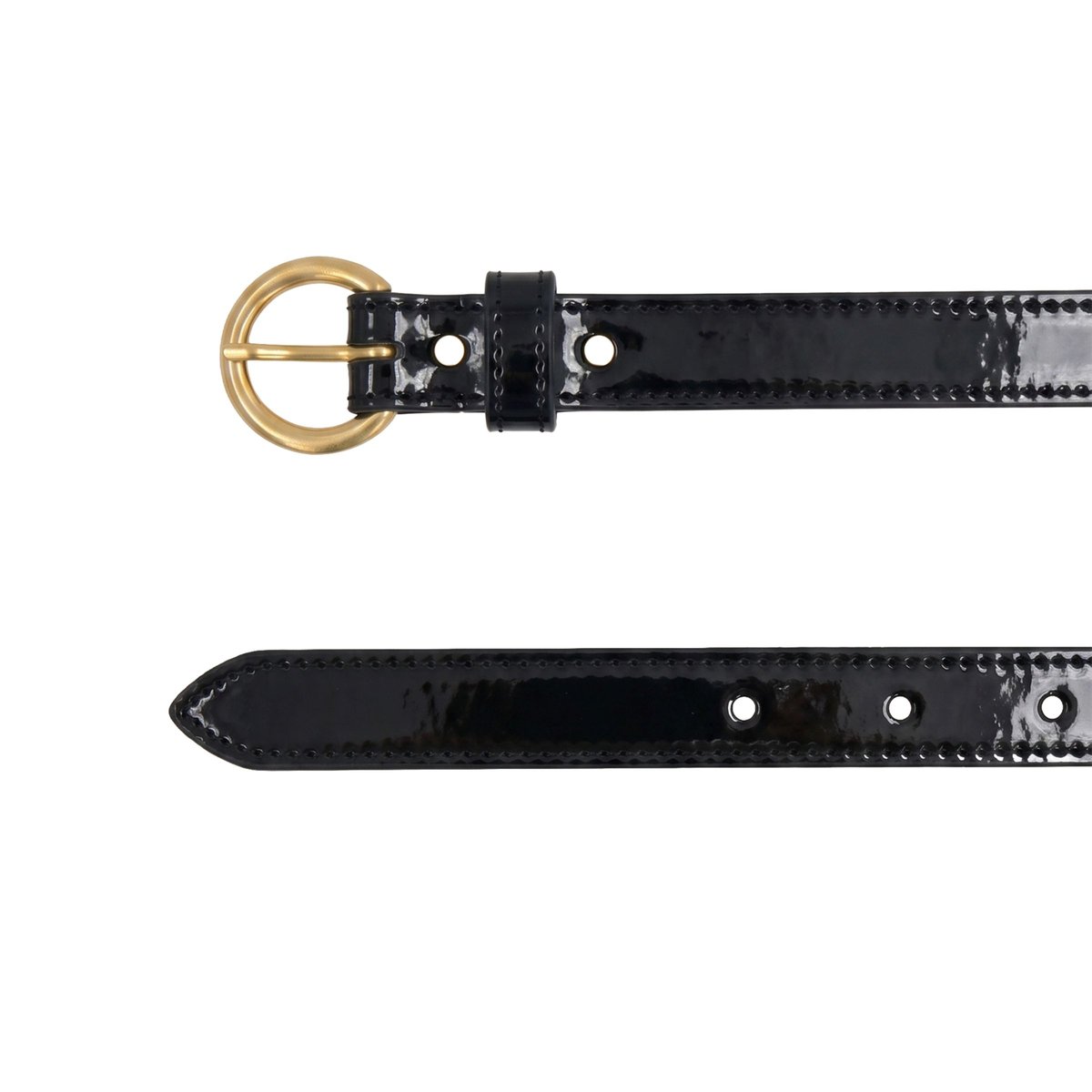 Ceinture boucle d'or cuir vernis noir, JULES & JENN