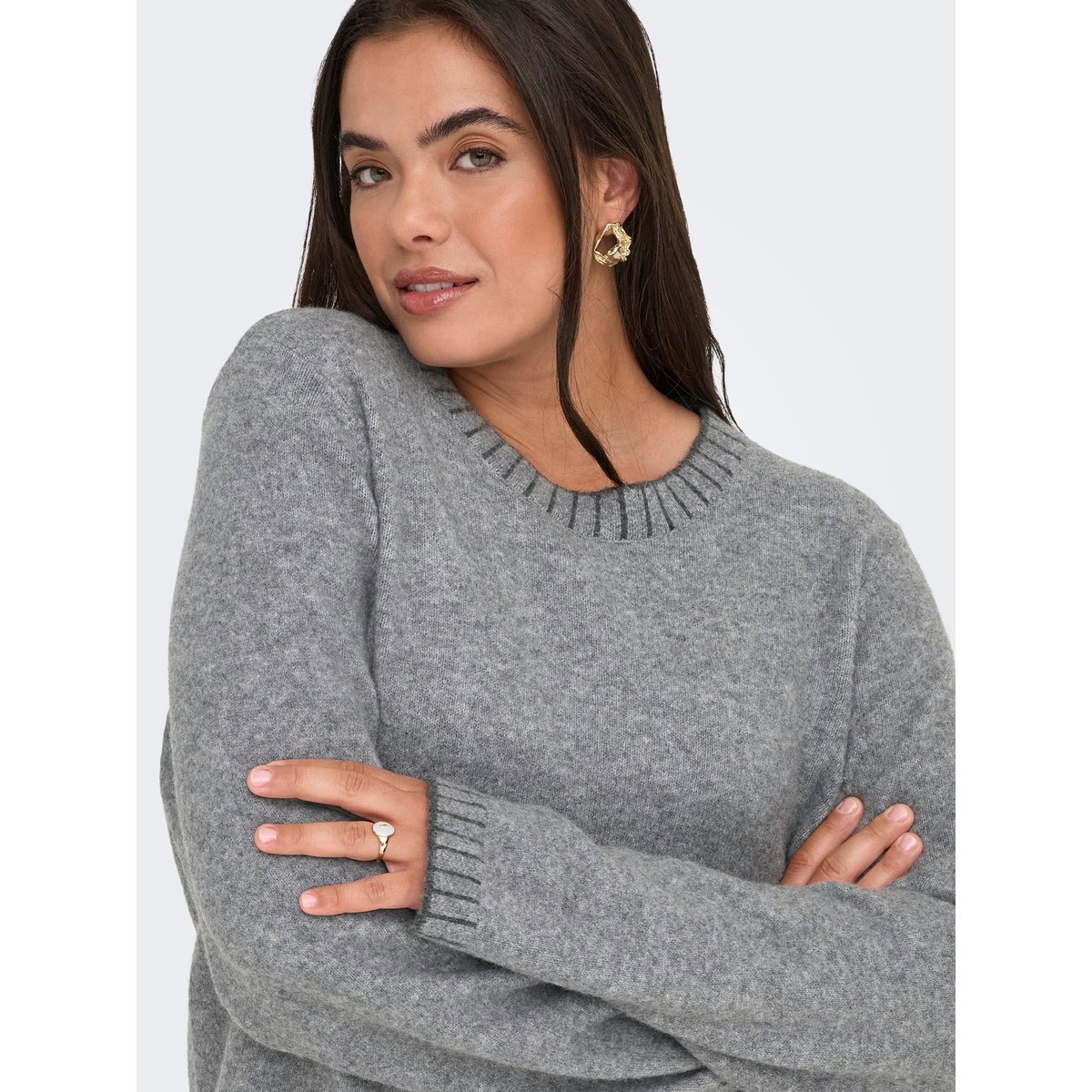 Pull En Maille medium grey melange, ONLY CARMAKOMA