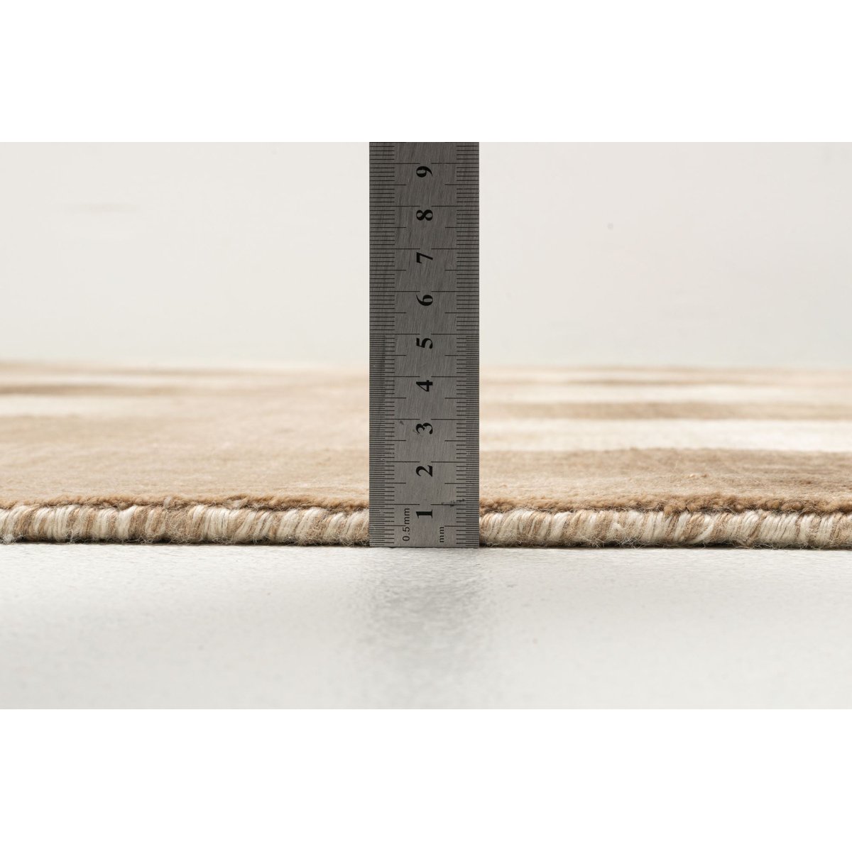 Tapis salon Palmyra, fait main, 100% laine beige, THEKO