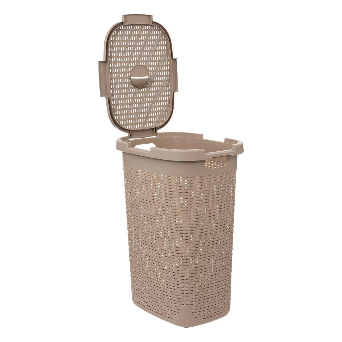 Corbeille à linge 60L avec couvercle RATTAN beige, 5FIVE SIMPLY SMART