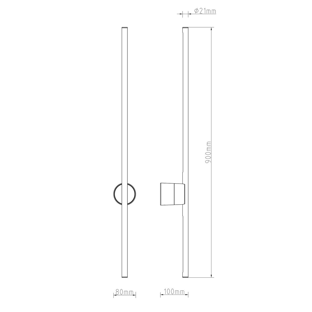 Applique LED en aluminium, SWORD noir, INSPIRE